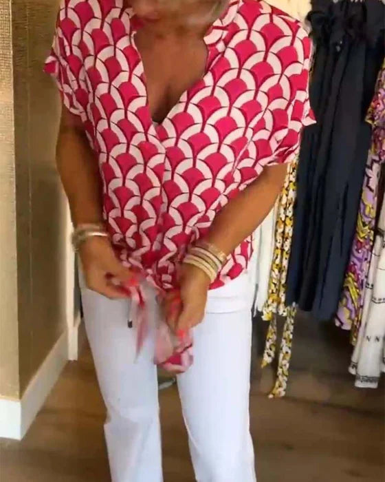 NOVA - CASUAL TOP MET PRINT EN V HALS